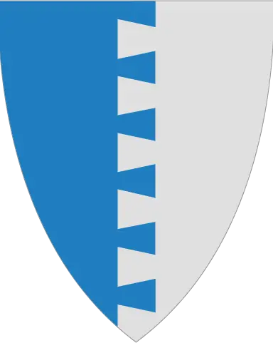 En blå og hvit logo